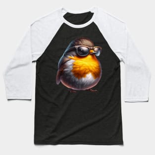 American Robin Wearing Sunglasses Baseball T-Shirt